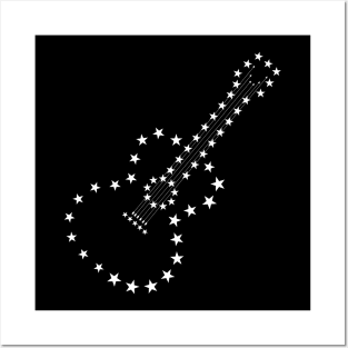 Acoustic guitar made of stars white Posters and Art